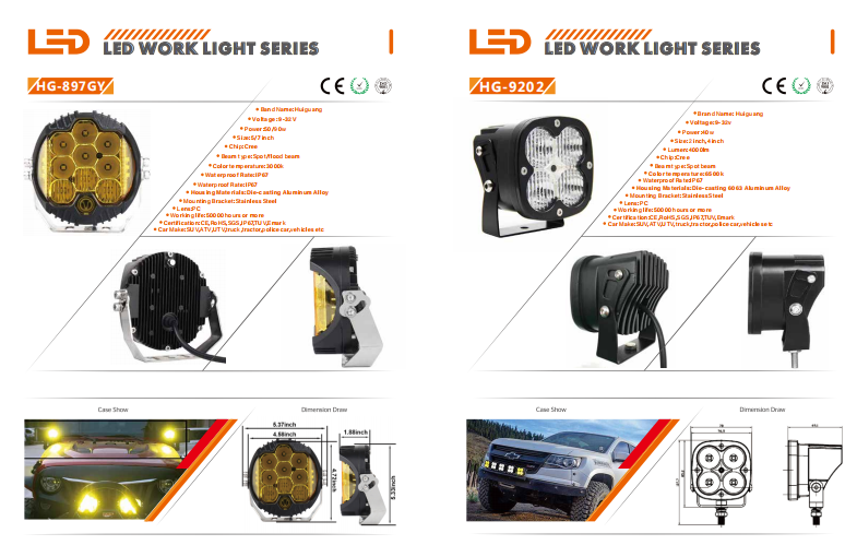 IP67 Vehicle LED Work Lights Auxiliary Driving Lights For Motorcycles