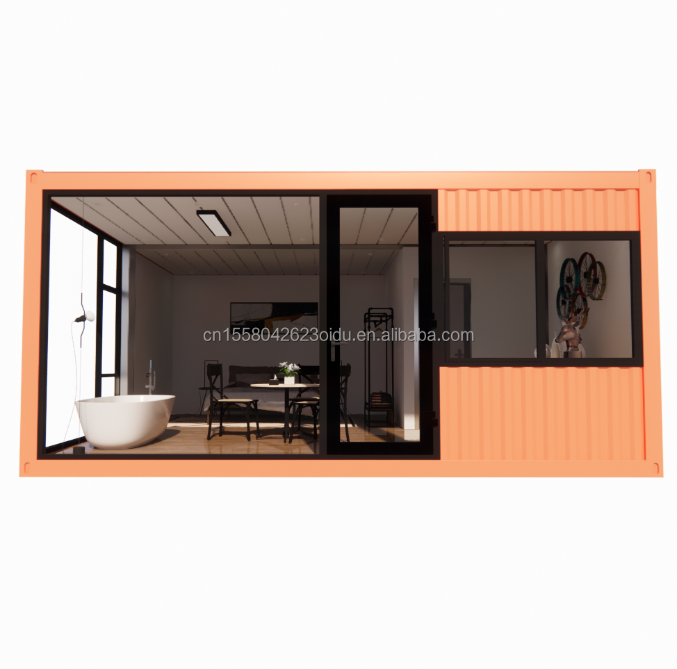 Affordable 20ft or 40ft Portable Light Steel Flat Roof Container Prefab Studio Home House with Customized Color