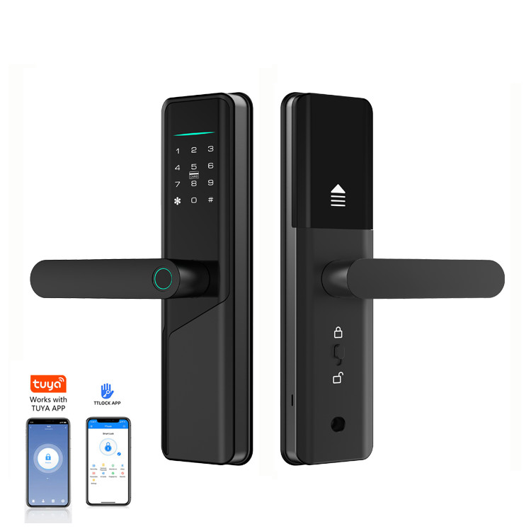 Aluminum Alloy TTlock Tuya WiFi Digital Fingerprint Smart Door Lock with Password Card Key