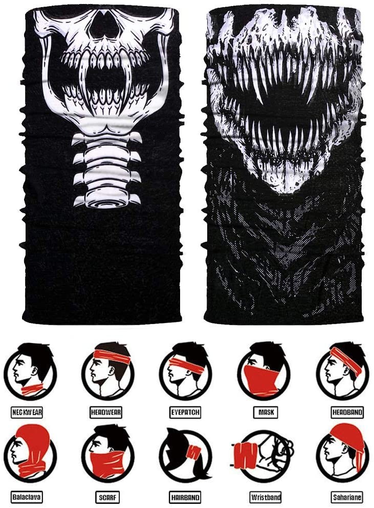 Women Outfit Print Headbands Skeleton Neck Tube Bandanas