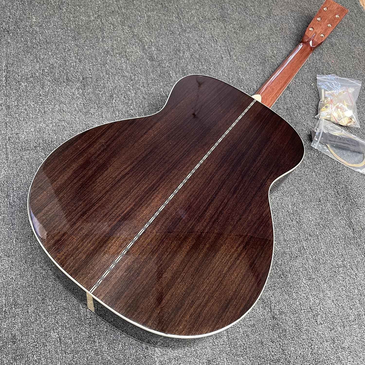 Custom 40 inch OM45 body DIY KIT Acoustic Guitar with Herringbone Binding no Painting