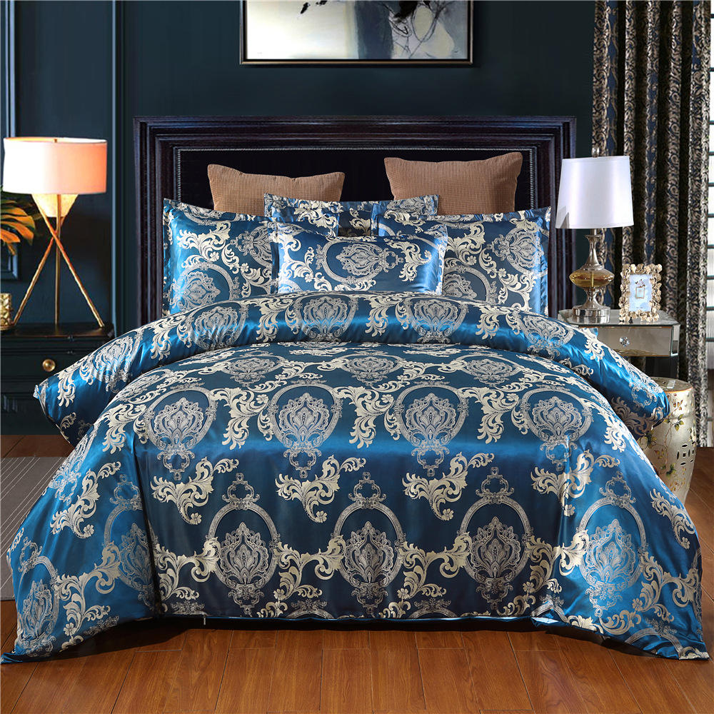 National Standards Color Fastness Grade Satin Silk Hotel Bedding Sets in European Style