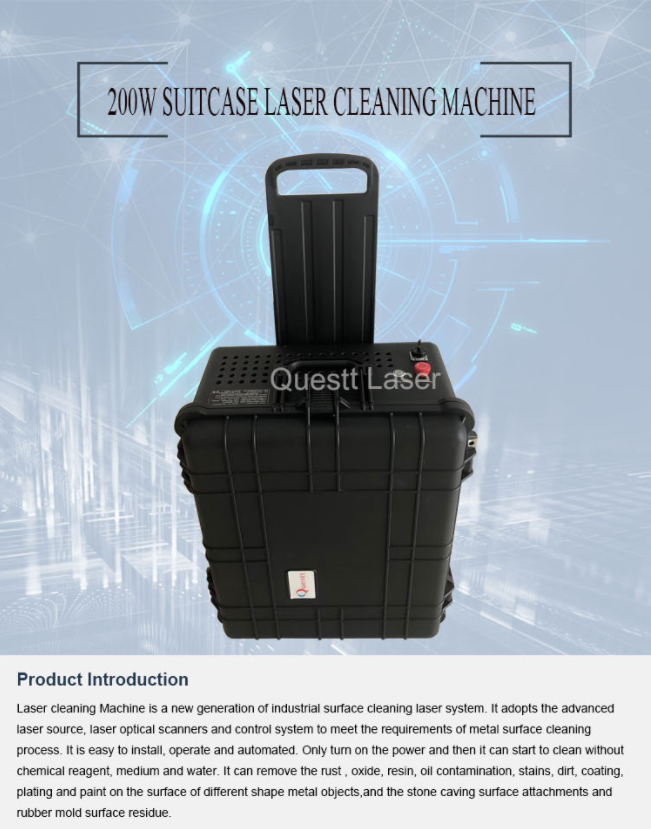 100w 200w Suitcase Fiber Laser Cleaner With Touch Screen And JPT Source