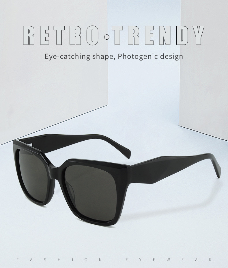 Ladies Square Acetate Sunglasses Retro UV400 Customize Logo
