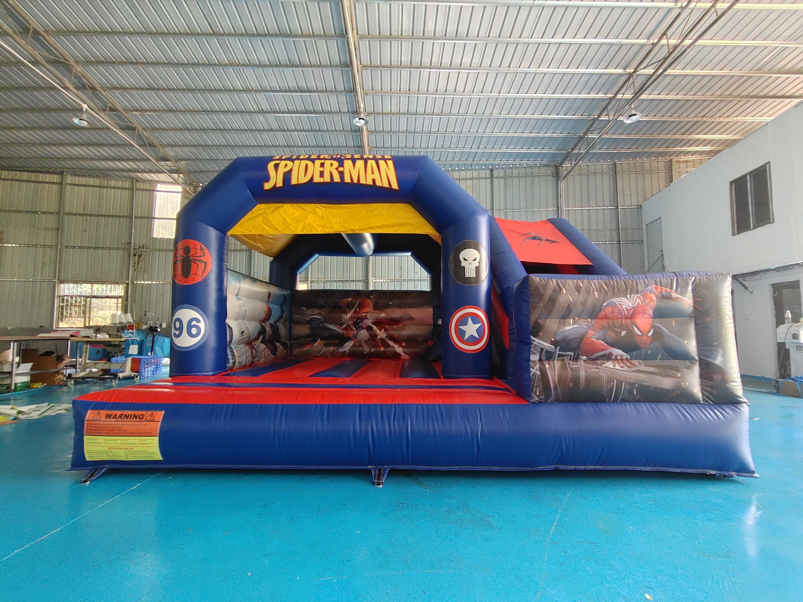 Outdoor Bounce House Inflatable Bouncer Combo With Slide Hero Spiderman Cartoon Theme