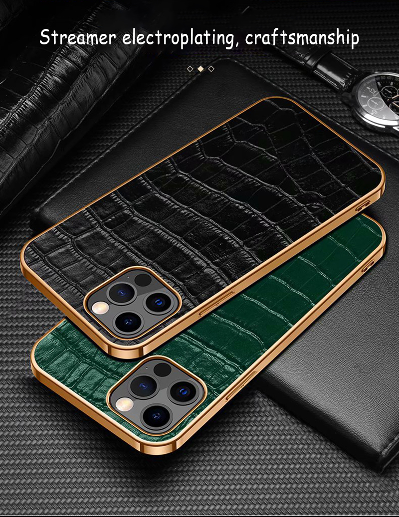 Shockproof Luxury Crocodile Skin Pattern Leather Phone Case for iPhone 12 13 14 Pro Max