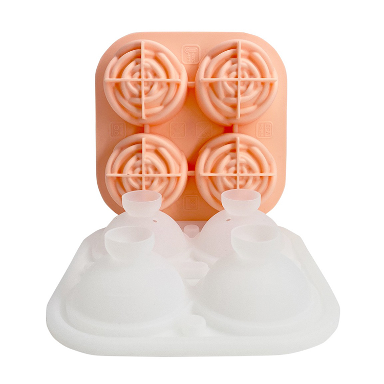 3D Rose Shaped Ice Cube Tray Silicone Mold Food Grade 9 Cavities