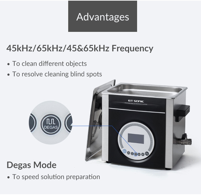 Multi Frequency 45KHz 65KHz Digital Ultrasonic Cleaner Super Noiseless