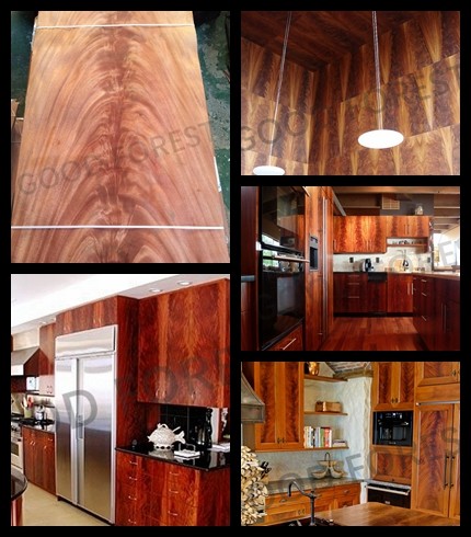 Hardly Mahogany Natural Wood Veneer Customized Crown Cut Grain