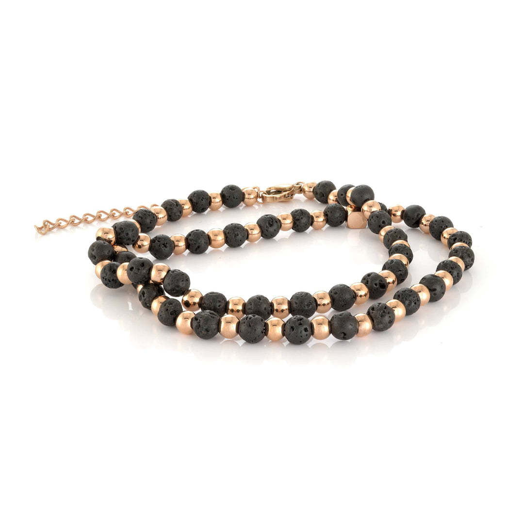 Fashion Man Stainless Steel Jewelry Set Beaded Necklace Lock Shaped Bracelet