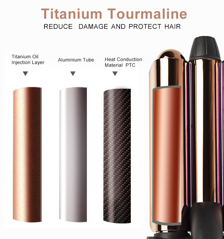 ROHS Three Barrel Hair Waver , 110-220V Professional Hair Styler