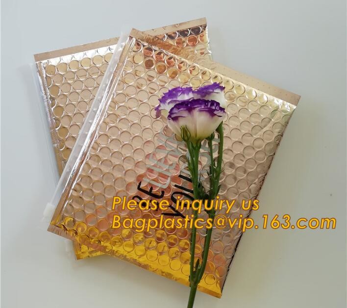 air mail metallic holographi rose gold bubble padded mailer / Zip lockkk bubble bag/ slider bubble bag,Holographic Factory