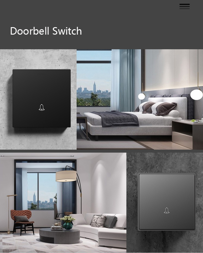 Big Module Electrical Wall Switch , Full Plastic 86x86mm Door Bell Switch