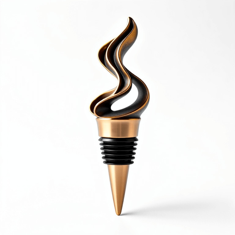 Abstract Metallic Wine Stopper Artistic Flowing Design
