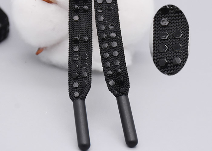 Flat Custom Polyester Drawstring Cord Printed Silicone Dots For Garments