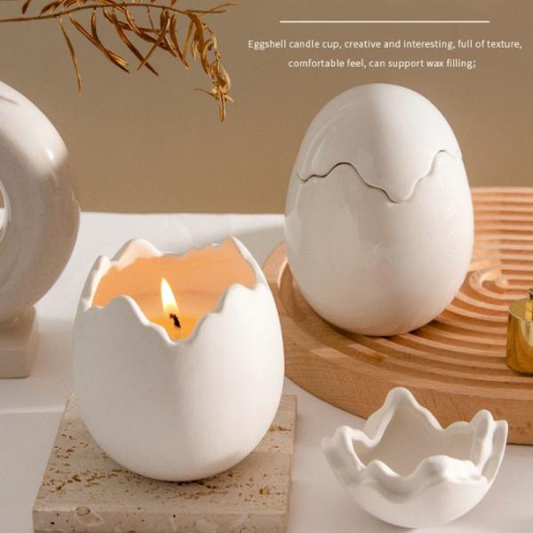 Quality Egg Shape Ceramic Candle Containers Multifunctional For Home Decoration for sale