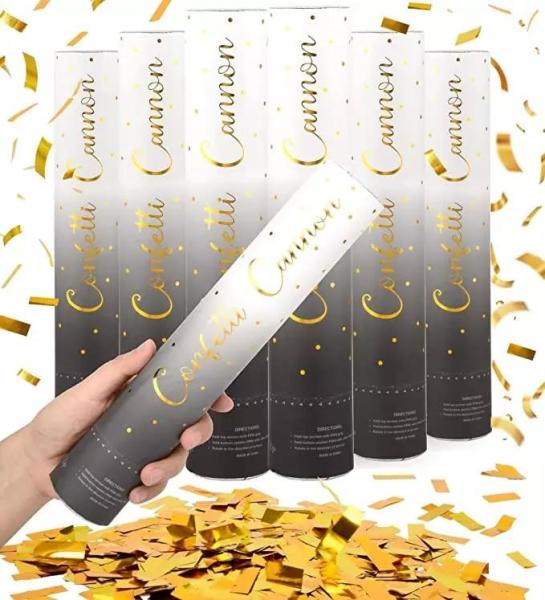 Wholesale New design Black and White Gradient Tube Gold Foil Shells party popper