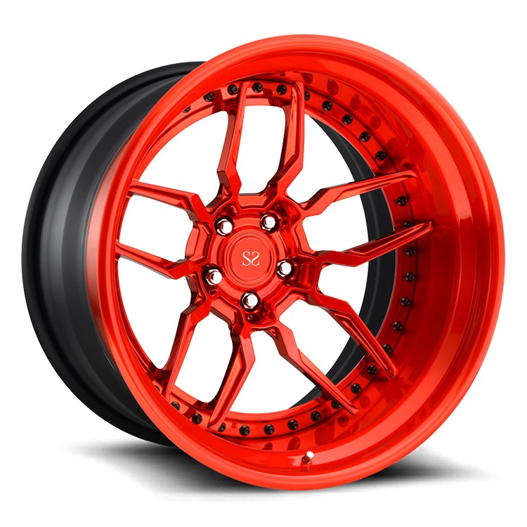 20 inch customized red spoke 2 piece forged car wheel rim china
