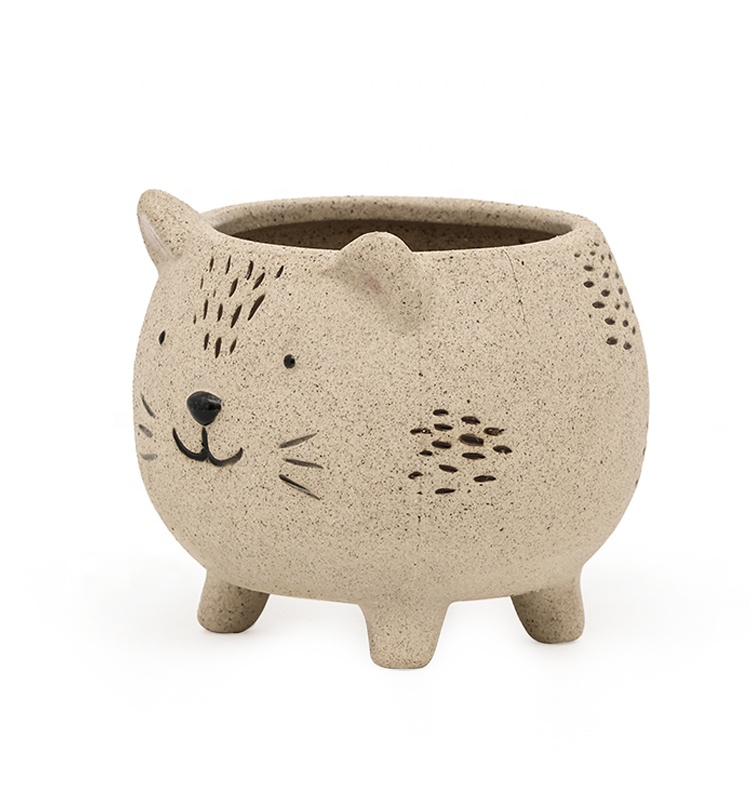 Unique Kitten Cat Flower Succulent Pot in Pottery Clay Ceramic Wholesale Hot Sale Lovely Instagram 3D Flower/succulent Pots