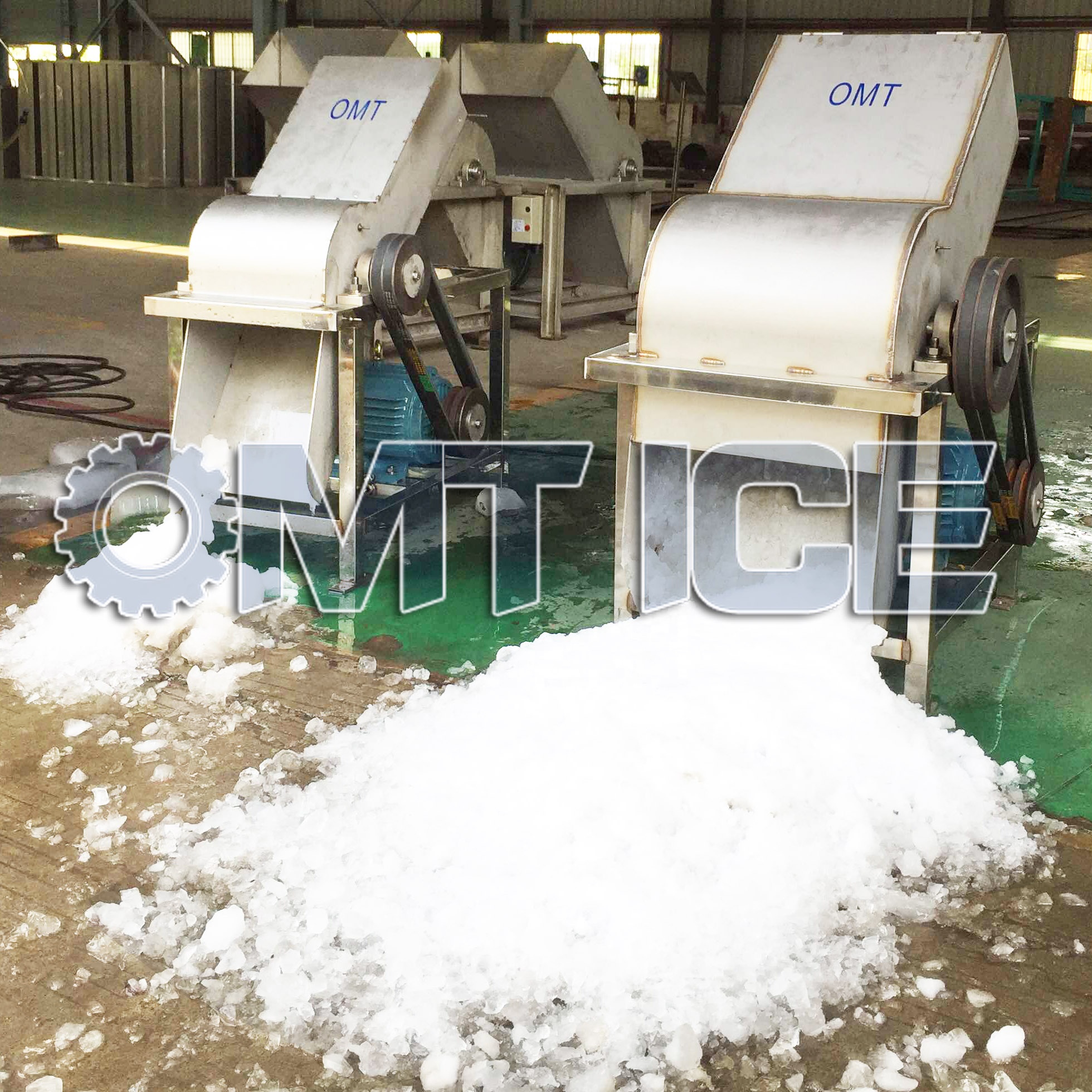 Electric Stainless Steel Ice Crushing Machine for Round Ice Block 10-100ton/24hrs Performance