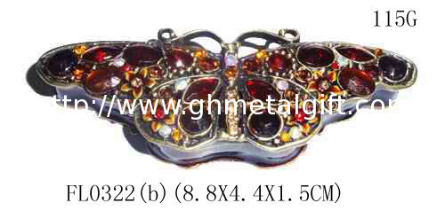 Butterfly trinket box metal necklace jewelry box
