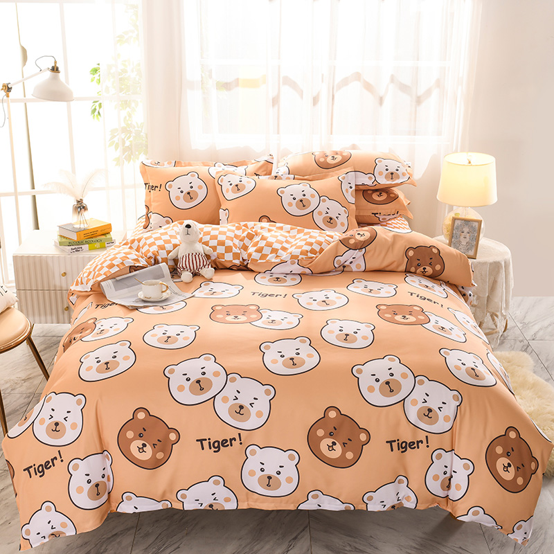 Reactive Printing Luxury 4pcs Bedding Set for Customized Single Double Queen King Size
