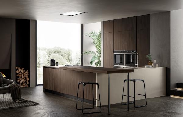Tailored Modern Wood Veneer Kitchen Cabinets System Customized With Storage