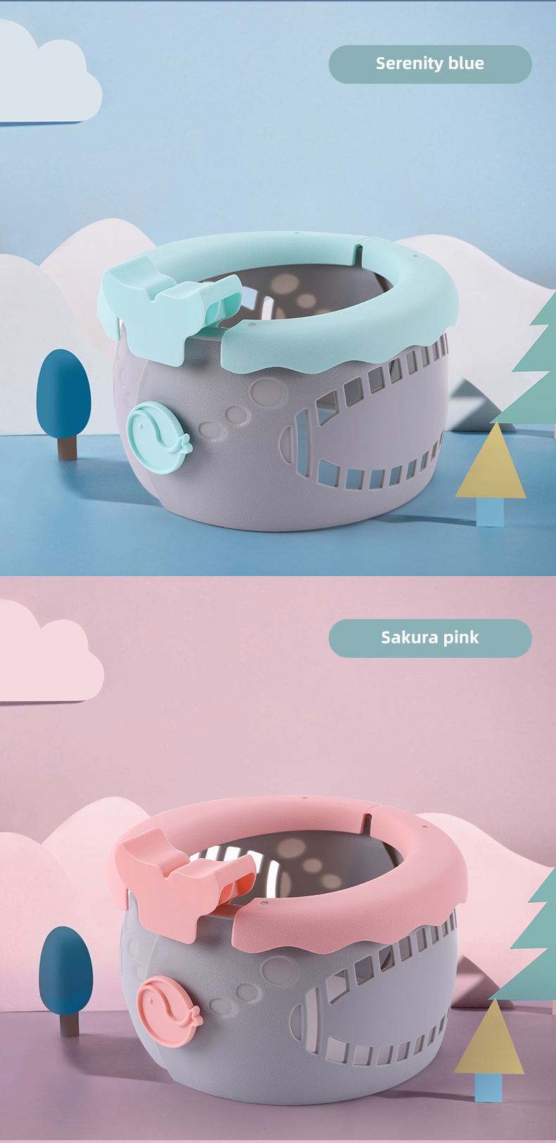 Portable Serenity Blue Baby Toilet With Customized Logo Foldable Soft Potty Training Seat