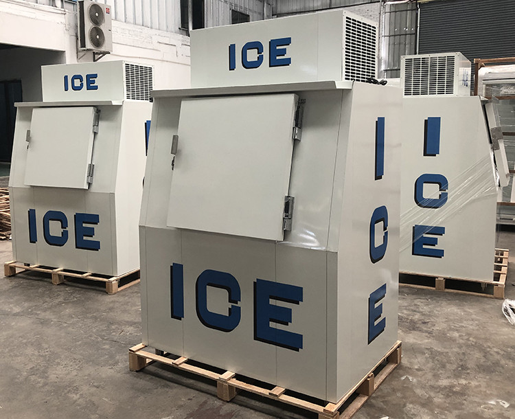Gas Station Ice Cooler Upright Solid Door Freezer Ice Storage Bin