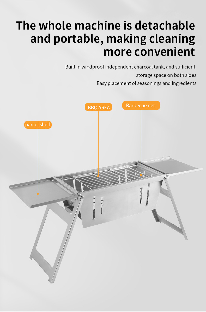 Stainless Steel Portable Home Stall Carbon Burning Stove Outdoor Camping Folding BBQ