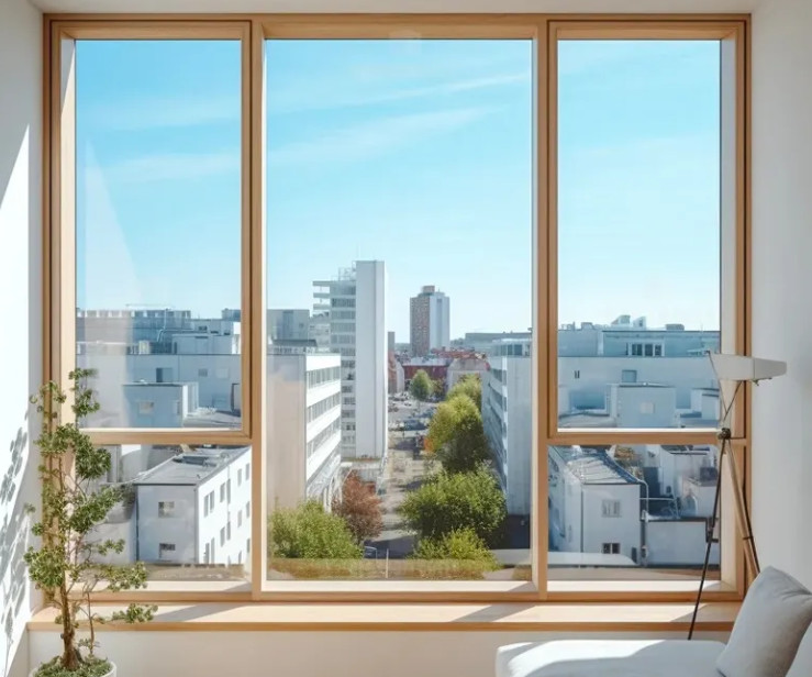 Large Size 1.4mm Aluminium Frame Fixed Glass Window Custom With Tempered Glass
