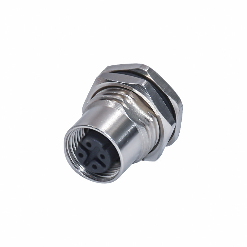 Front Panel Mount M12 D Coded Connector IP68 PA66 Ethernet And Profinet