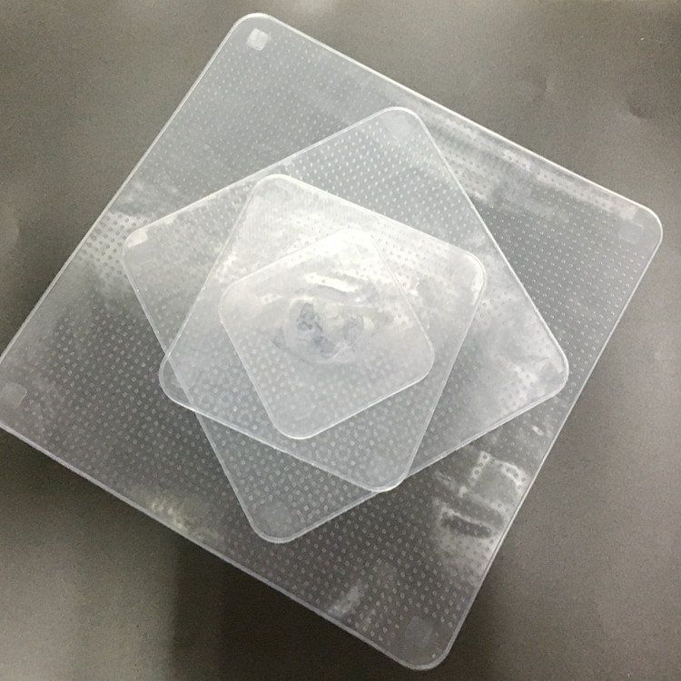 4 Sets Silicone Suction Lids And Food Covers Transparent Kitchen Tool Customized Logo