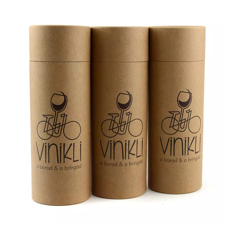 Custom Wine Cardboard Tube Packaging Round Kraft Paper Food Tube