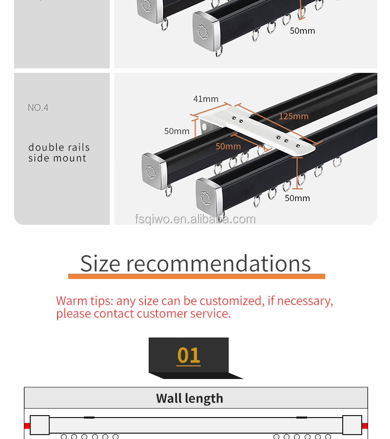 Ready ship supply white black color single double ceiling mounted aluminum curtain track