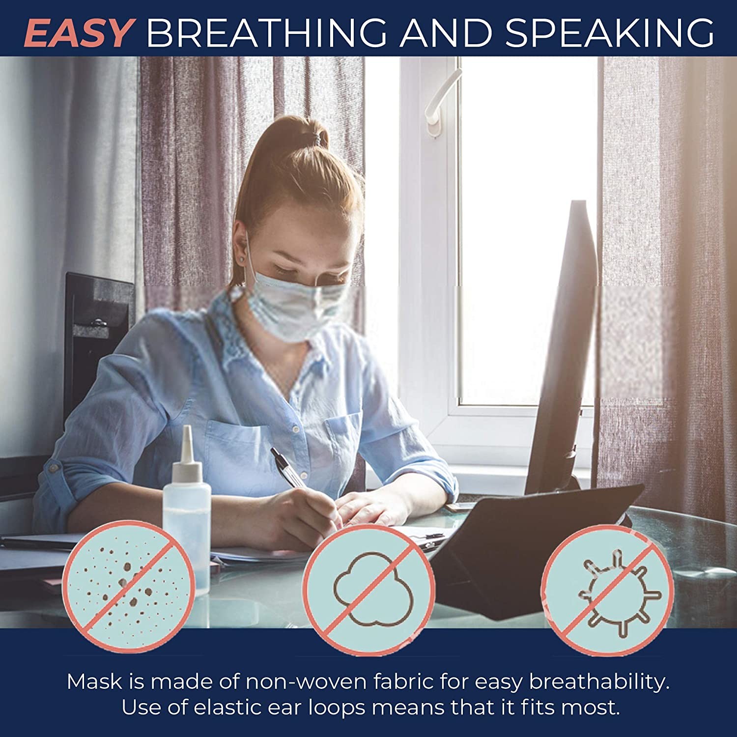 Three Layer Non Woven BFE 98% Disposable Surgical Face Mask