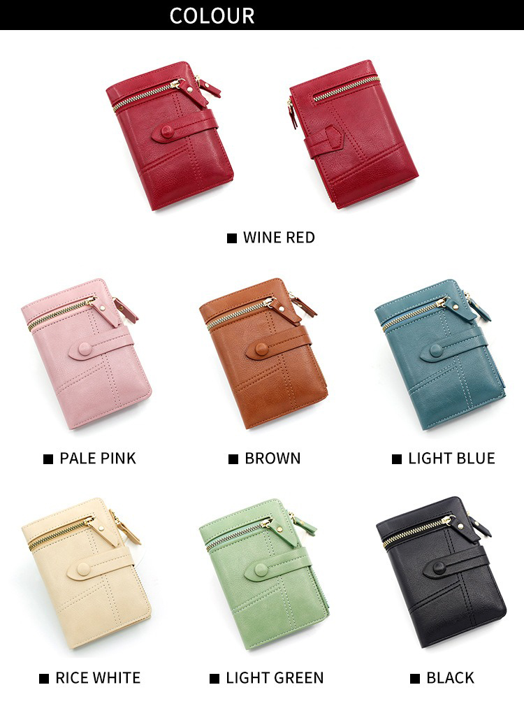 Multi-card Position Cute Wallet Purse with PU Leather and Zipper Coin Pocket ID Window
