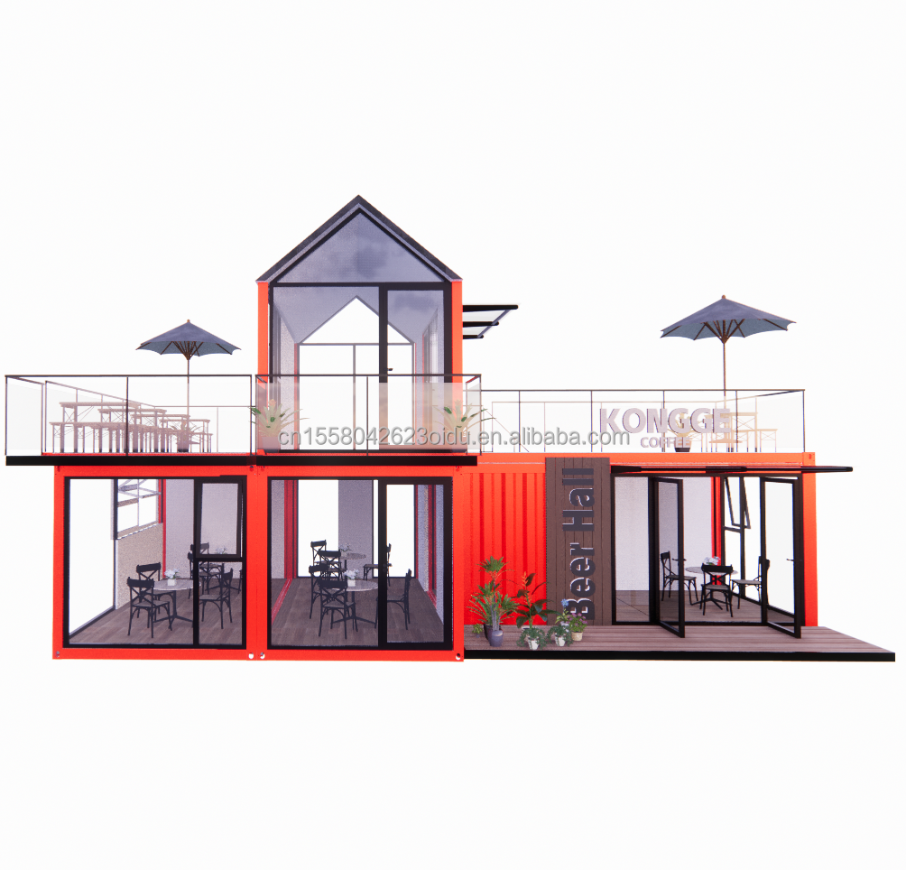 Bathroom Steel Structure Container Villa House for 4 bedrooms and 1 garage in 20FT Modern Style