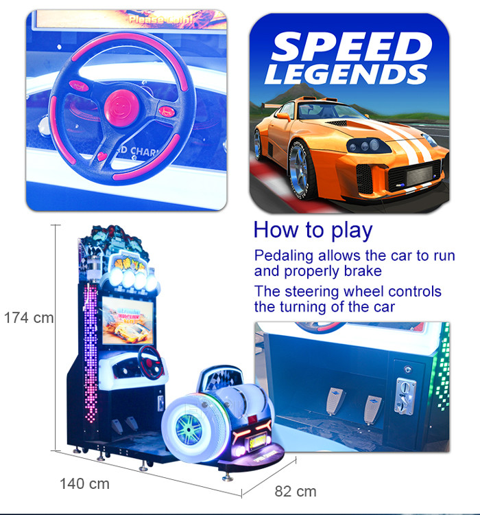 22 Inch Video Driving Car Racing Game Machine For Kids