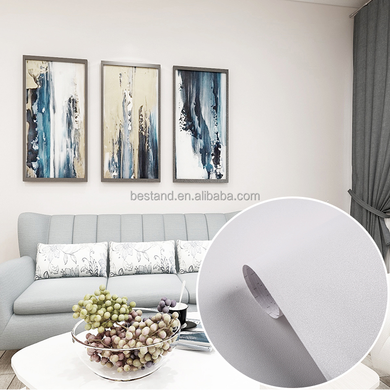 60cm 120cm Width Plain Grey Wallpaper Solid Color Vinyl Peel And Stick Wallpaper