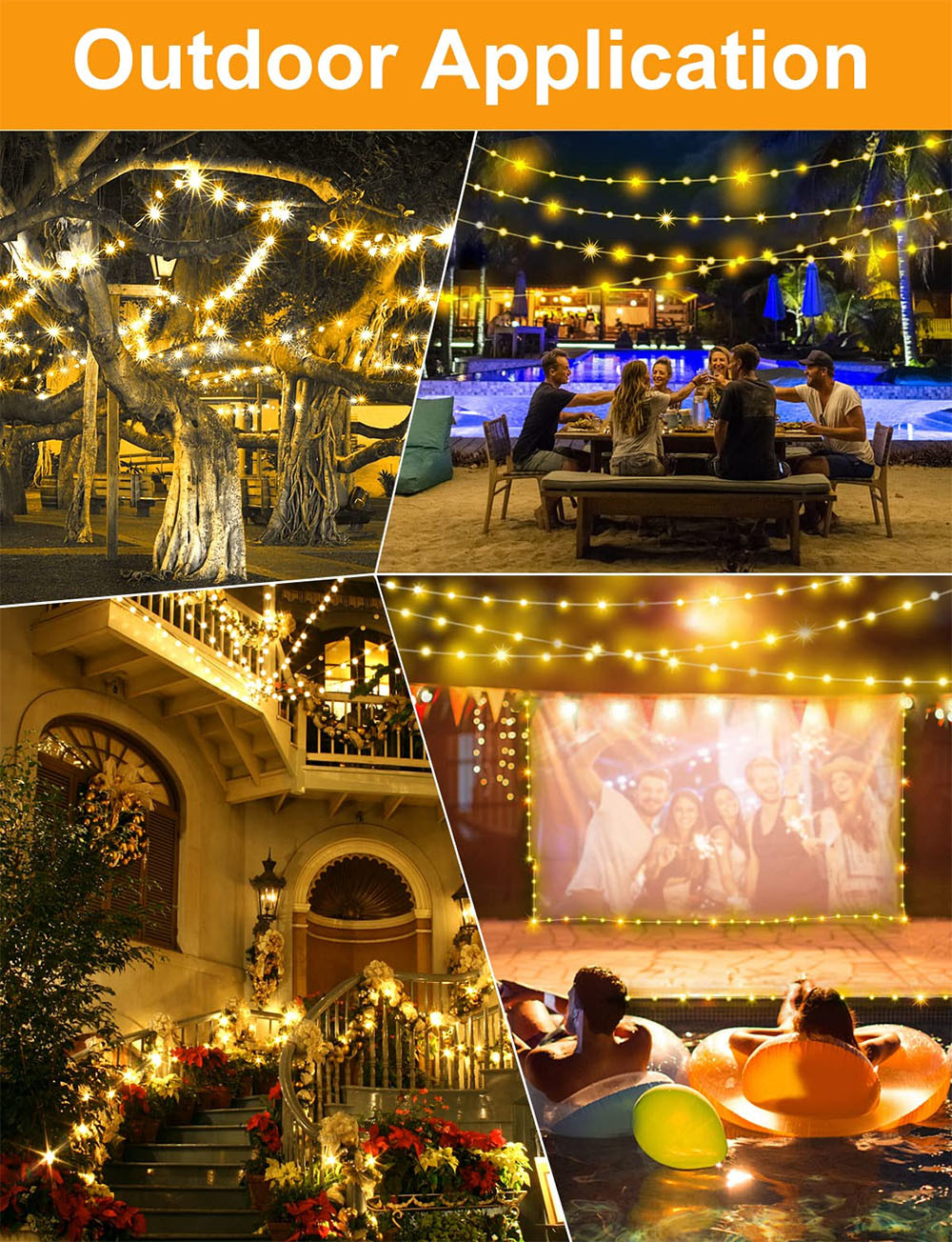 100pcs LED Christmas Decoration Lights Outdoor Use Leather String