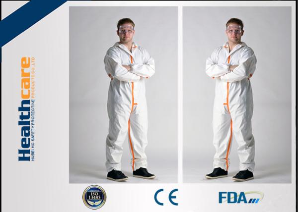 Long Sleeve Disposable Full Body Protection Suit White Color Non Woven Coverall