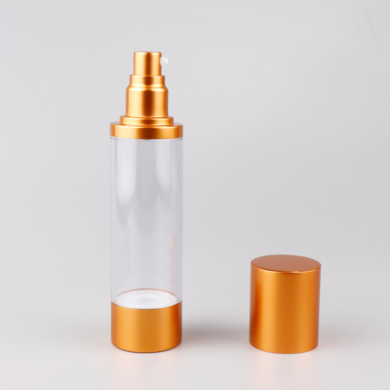 Hot Foil Stamping Recyclable Airless Pump Bottles Matte Plastic Container For Cosmetics