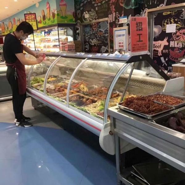 2000mm Wide Refrigerated Deli Display Fridge Meat Display Counter Carel Digital