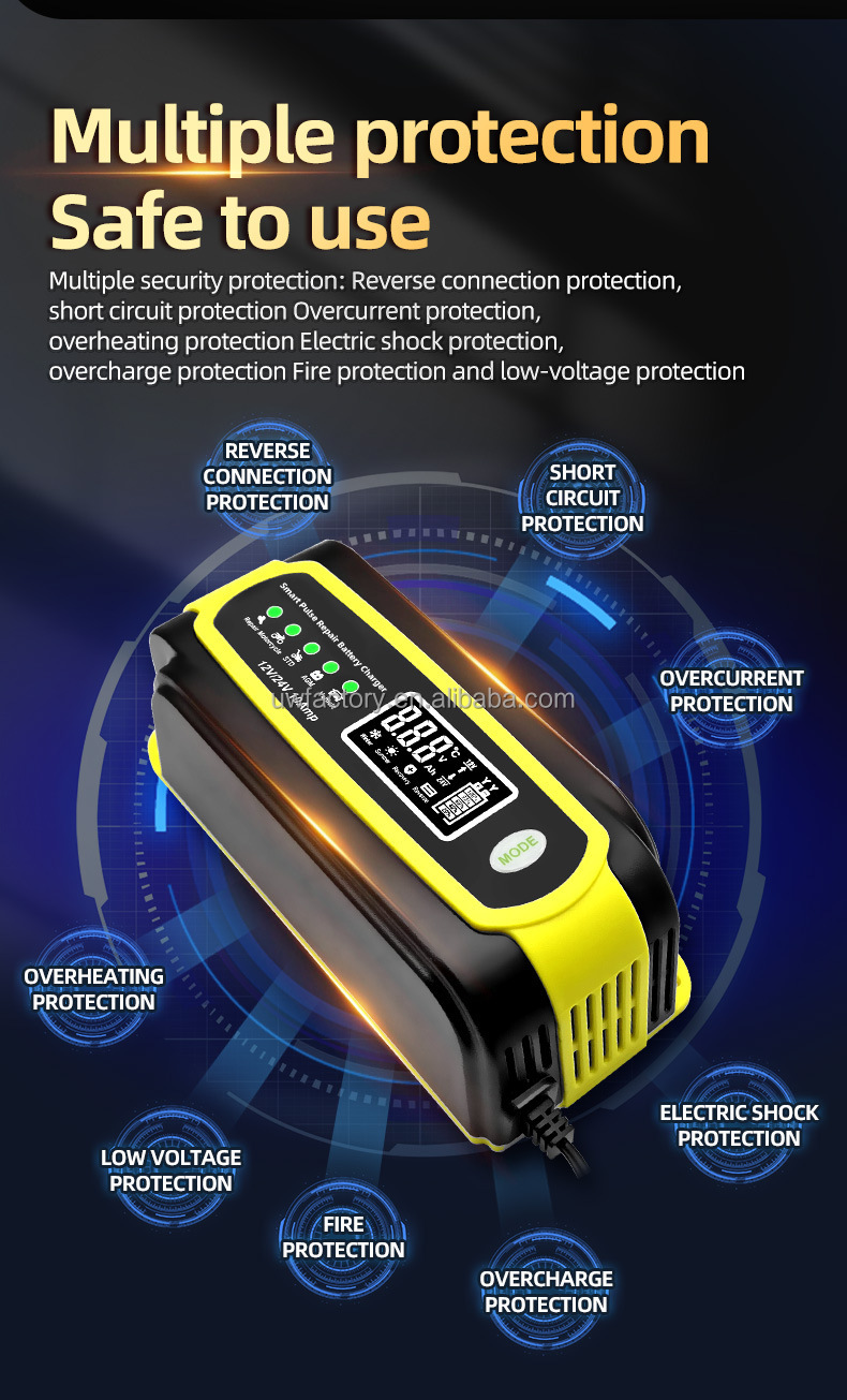 125W Output Power Full Intelligent Automatic Repair Battery Charger for 12V 10A Quick Charging Car Battery and Motorcycle