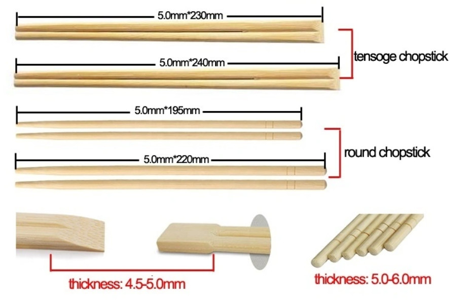 Moso Round Bamboo Chopsticks Biodegradable Custom Logo 21cm Disposable