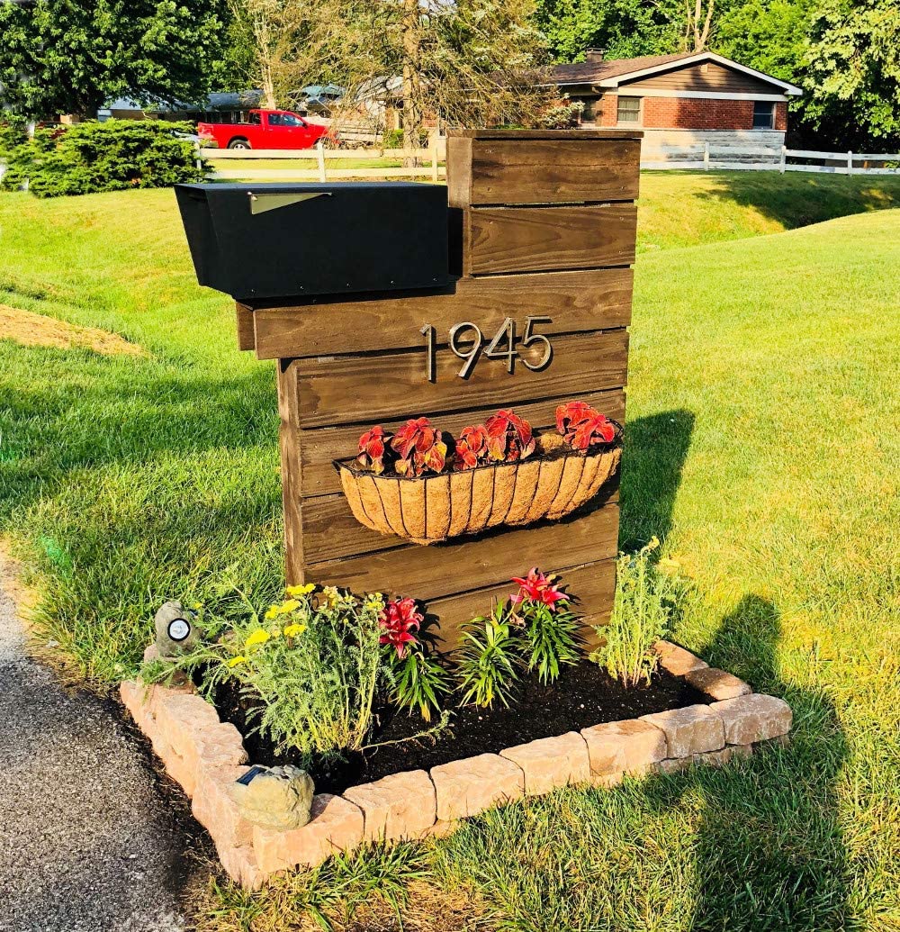Garden Modern Design Mailbox Post Mount Black Powder Coated Steel Heavy Duty Curbside Welded Mailbox