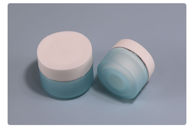 15g 20g 30g 50g Face Cream Blue Jar Matte PP Plastic Cream Jar With Golden Thread Lid