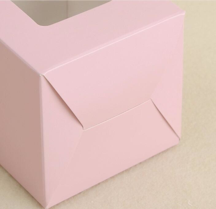 Wholesale custom Paper Cookies packing Cake Box with PVC window,Wholesale Plastic Square Birthday Wedding Packaging Clea