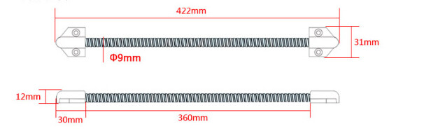 Plastic Head Door Cable Loop , Armored Door Cord 9mm Diameter 422mm Long